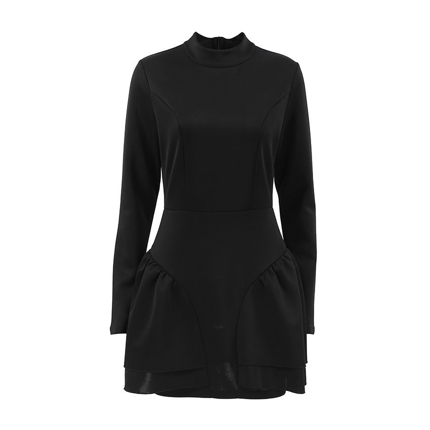 Women's High Neck Ruffle Dress Fashion Clothing