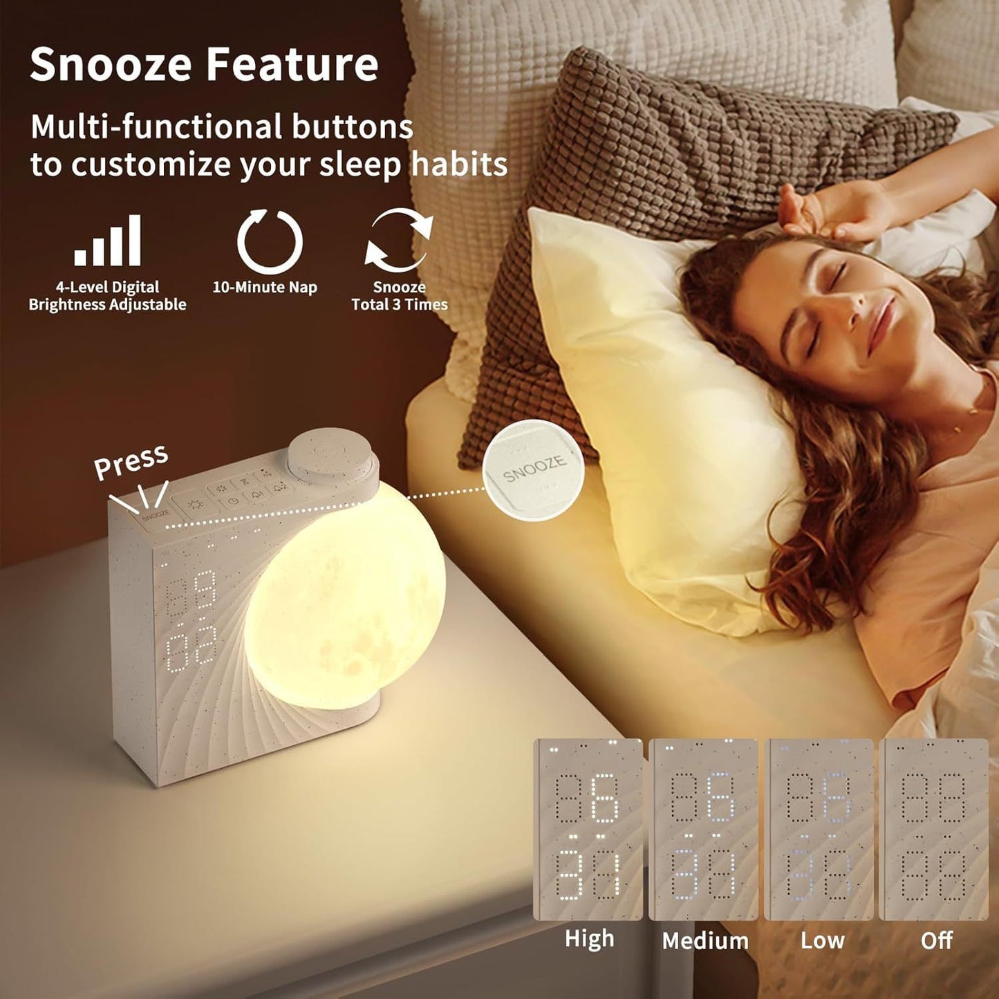 7 Color Moon Light Alarm Clock 