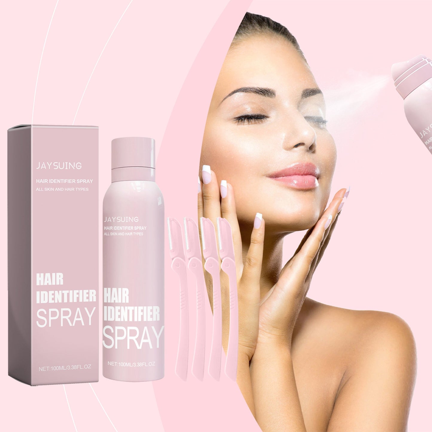 Vaporisateur spray pour épilation du visage.
Comment l'utiliser : Après avoir nettoyé le visage, vaporisez ce produit uniformément sur le visage, puis utilisez une spatule pour épiler délicatement le duvet. Après le rinçage, pensez à bien hydrater la peau.